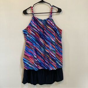 Yonique Tankini 2pc. Womens Sz. 20 Swim Skirt Swim Suit Adjustable Straps